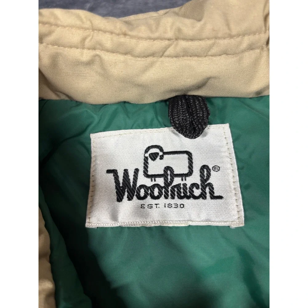 Woolrich Vintage Mens Western Suede Yoke Puffer Jacket Tan Beige Size M 6394